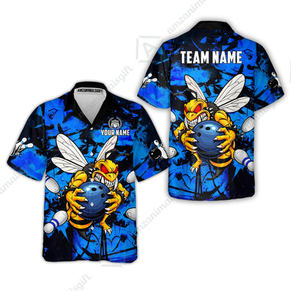 Custom Bowling Jersey Polo Shirt, The Wild Wasp Strike, Custom Bowling Jersey Team Shirt For Players With Name & Team Name