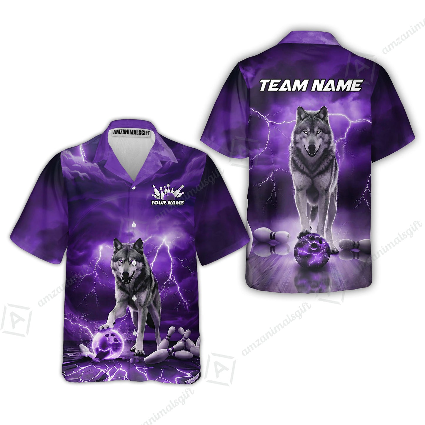Custom Bowling Jersey Polo Shirt, Electric Wolf Bowling Custom Bowling Jersey Team Shirt For Players With Name & Team Name