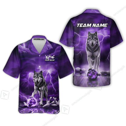 Custom Bowling Jersey Polo Shirt, Electric Wolf Bowling Custom Bowling Jersey Team Shirt For Players With Name & Team Name