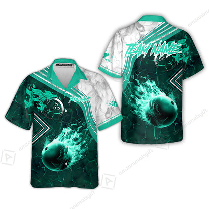 Customized Bowling Unisex Polo Shirt, Fire & Smoke Bowling Ball, Bowling Uniform - Personalized Name And Team Name