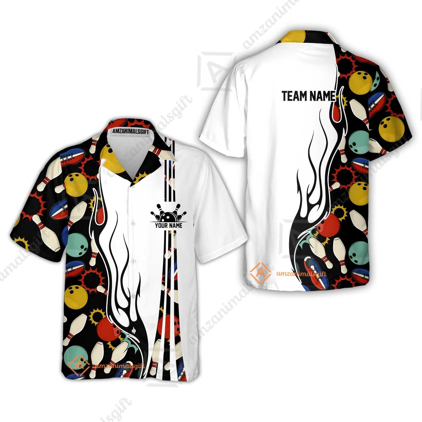 Custom Bowling Team Jerseys Polo Shirts, Custom Multi Color Icon Bowling Uniforms Jerseys, Personalized Name And Team Name