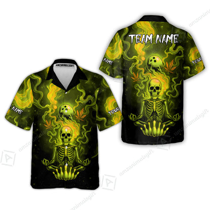 Custom Bowling Team Unisex Polo Shirt, Neon Skull CNB Bowling Custom Shirt Featuring Personalized Name and Team Name