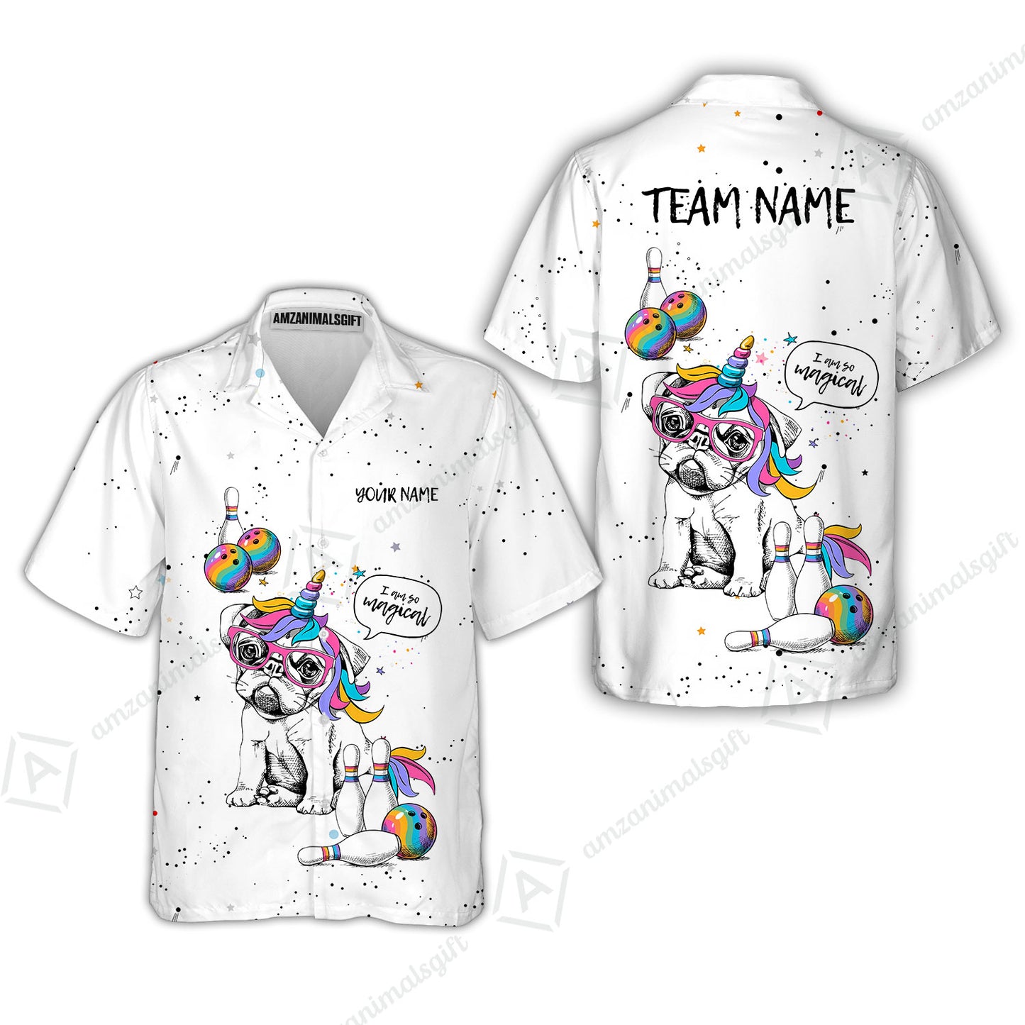 Custom Bowling Jersey Polo Shirt, Pug Bowling I Am So Magical, Custom Bowling Jersey Team Shirt For Players With Name and Team Name