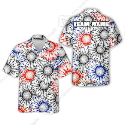 Custom Sunflower Bowling Team Jersey, Sunflower Bowling Polo Quarter-Zip Shirts, Bowling Uniforms Jerseys, Custom Name And Team Name
