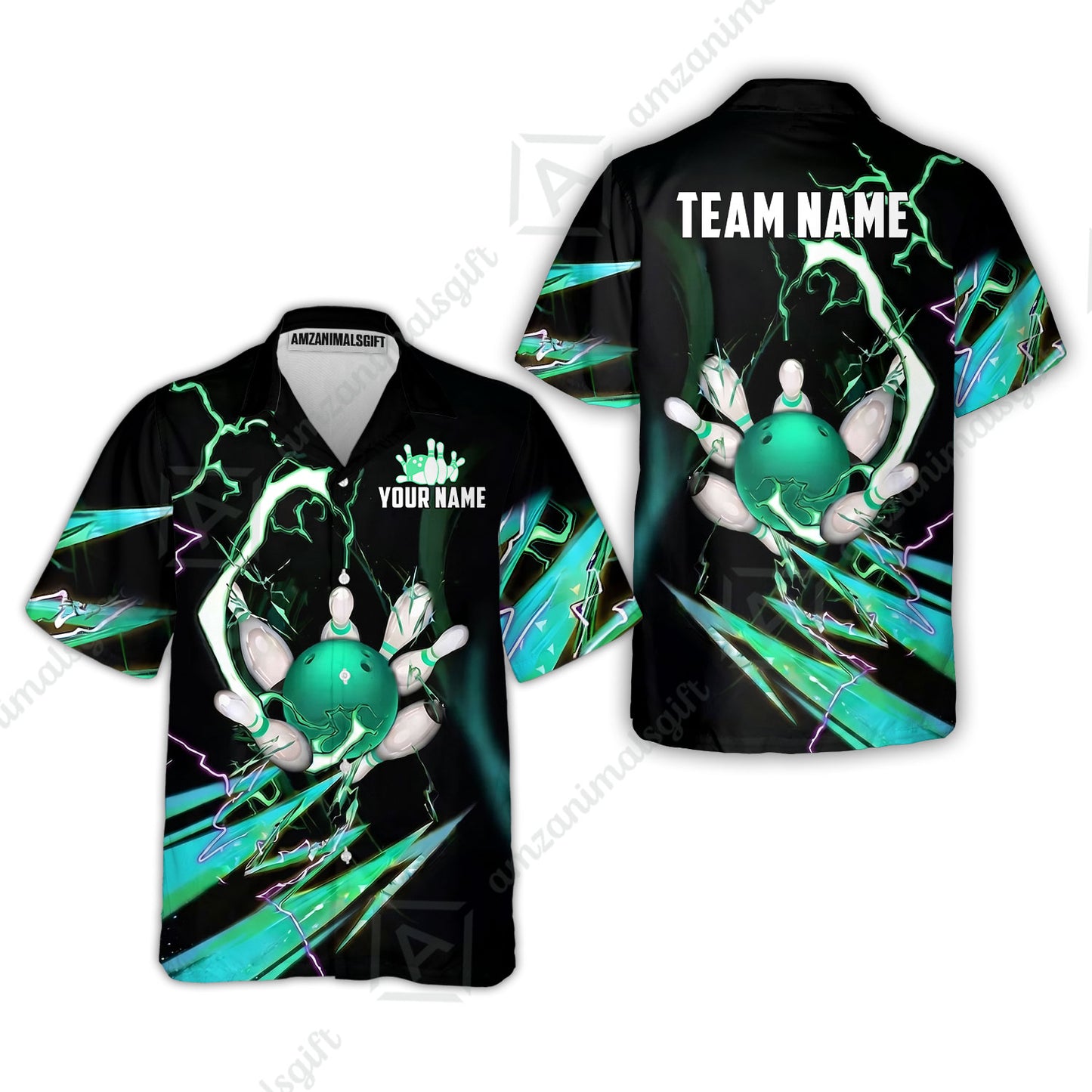 Custom Bowling Jersey Polo Shirt, Electric Strike & Neon Plasma, Custom Bowling Jersey Team Shirt For Players With Name & Team Name