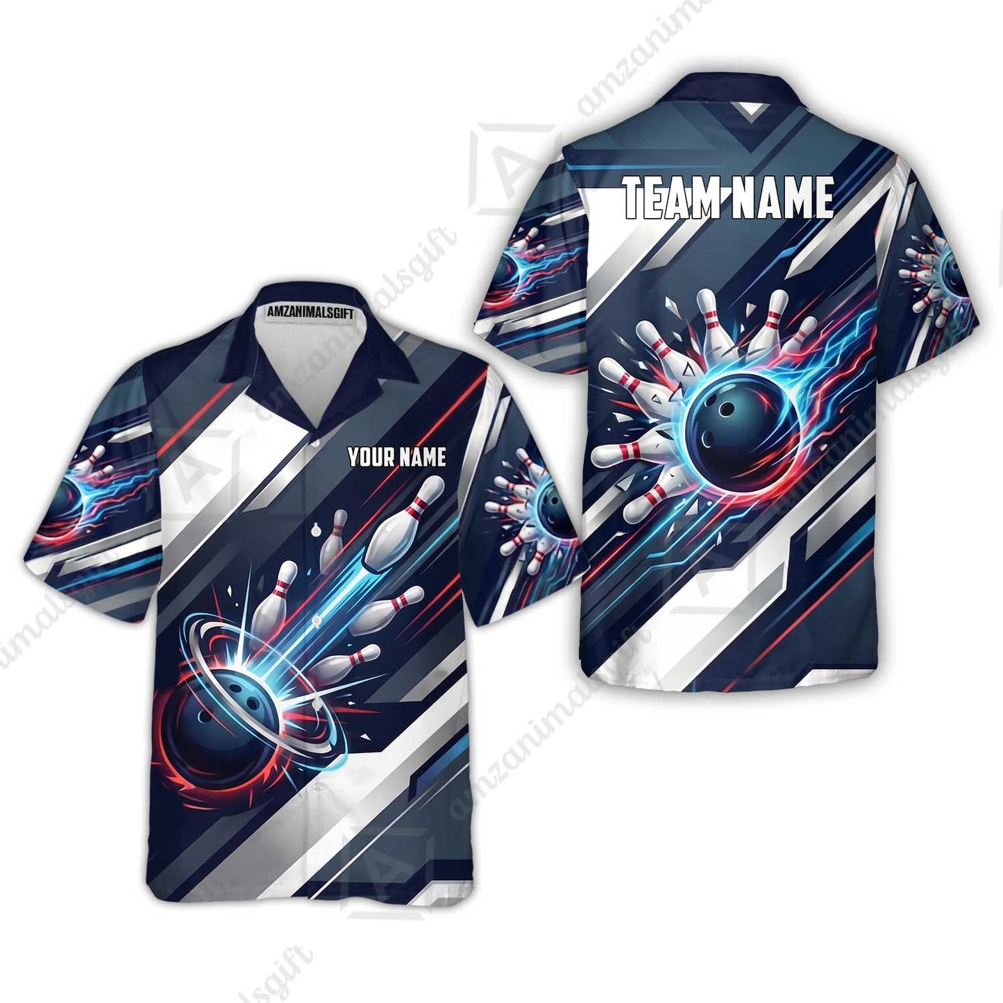 Custom Bowling Jersey Polo Shirt, Futuristic Cyber Electric Strike, Custom Bowling Jersey Team Shirt For Players With Name and Team Name