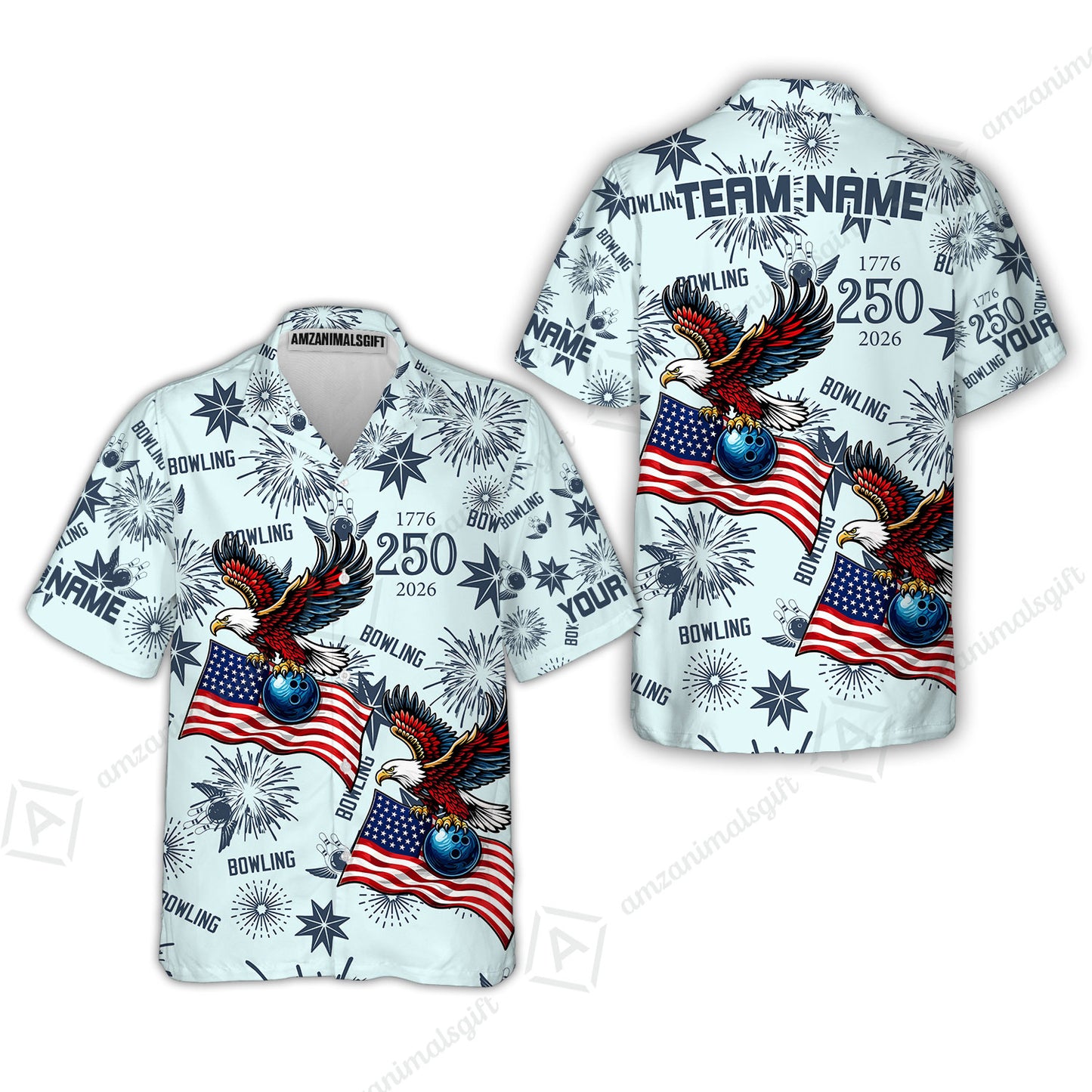 Custom Bowling Jersey Polo Shirt, USA 250 Years of Independence Bowling, Custom Bowling Jersey Team Shirt For Players With Name and Team Name