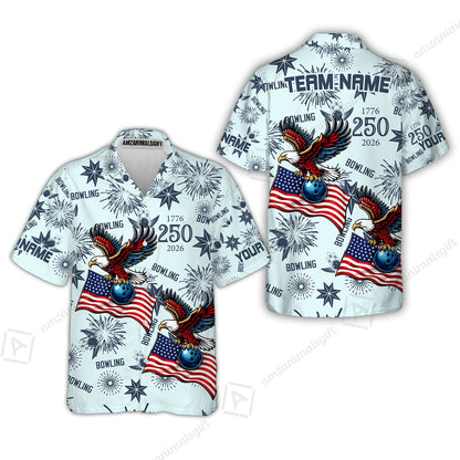 Custom Bowling Jersey Polo Shirt, USA 250 Years of Independence Bowling, Custom Bowling Jersey Team Shirt For Players With Name and Team Name