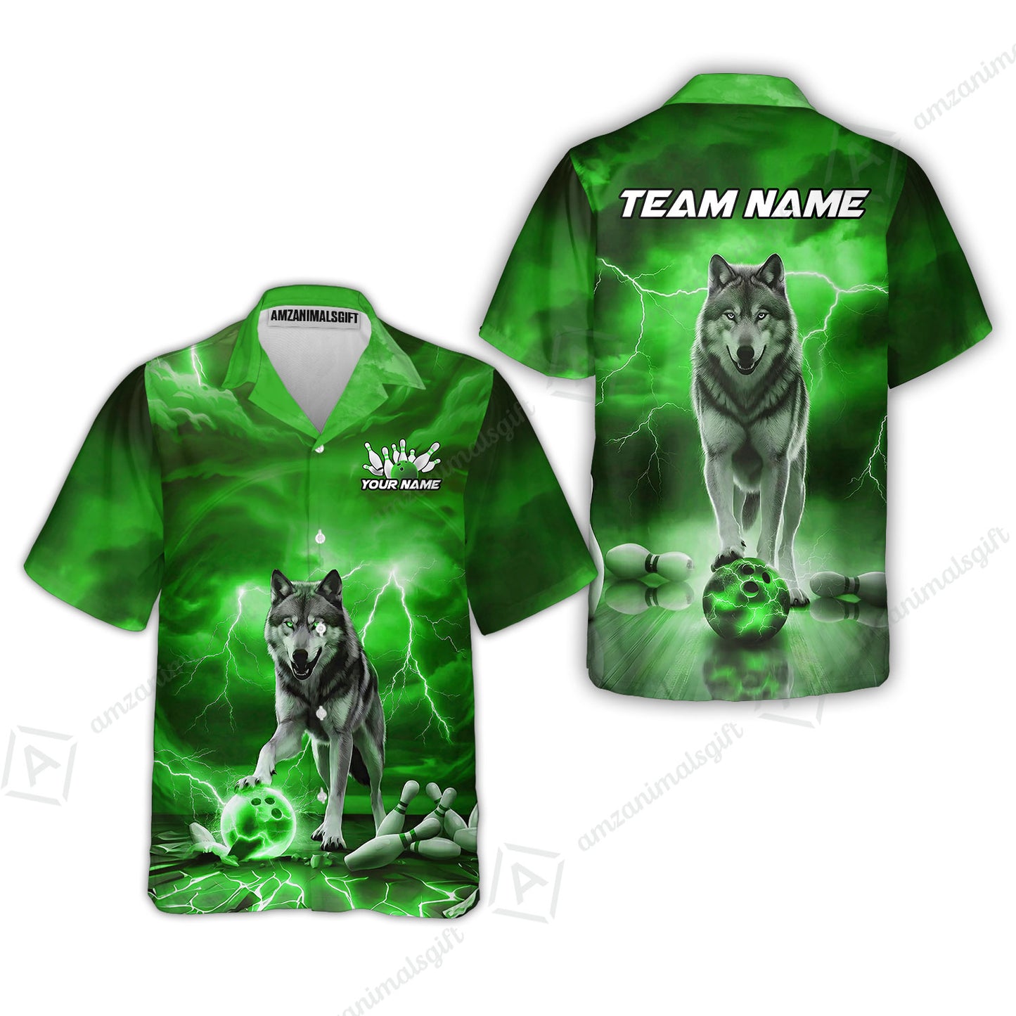 Custom Bowling Jersey Polo Shirt, Electric Wolf Bowling Custom Bowling Jersey Team Shirt For Players With Name & Team Name