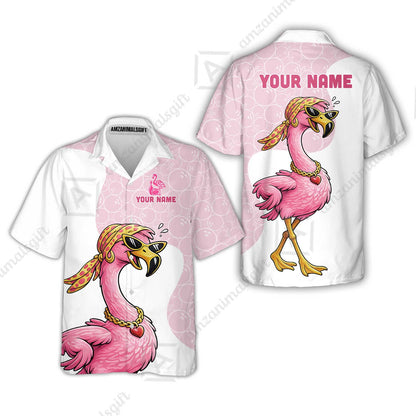 Custom Bowling Women Polo Shirt, Swag Flamingo Bowling Custom Bowling Polo Team Shirt For Players With Name & Team Name