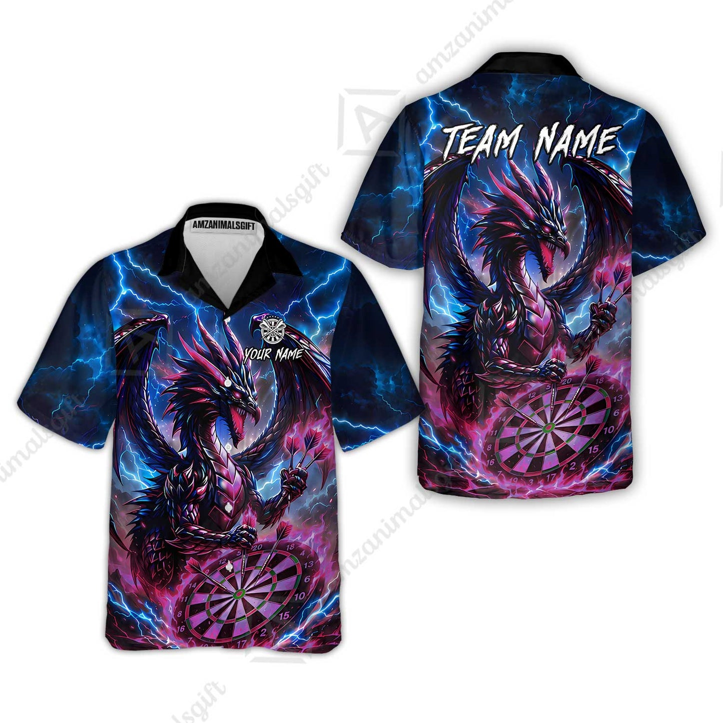 Custom Darts Jersey Polo Shirt, Dragon Fire Darts, Custom Dart Jersey Team Shirt For Players With Name & Team Name
