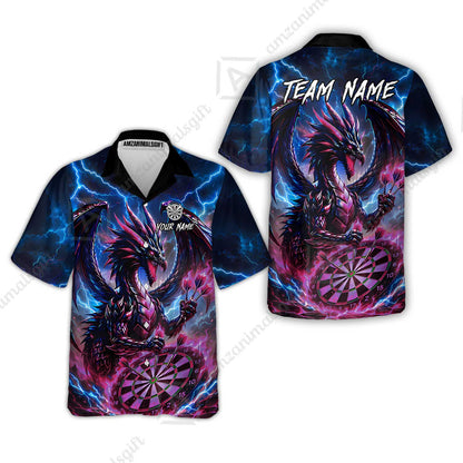 Custom Darts Jersey Polo Shirt, Dragon Fire Darts, Custom Dart Jersey Team Shirt For Players With Name & Team Name