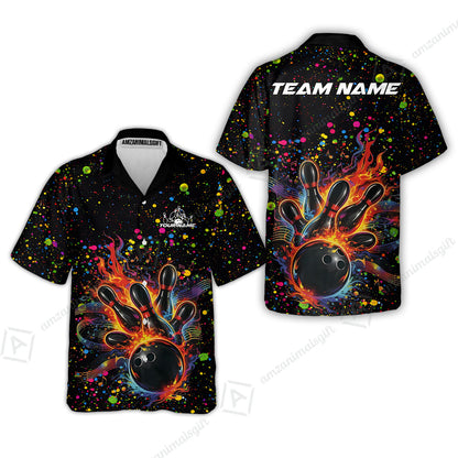 Custom Bowling Jersey Polo Shirt, Bowling Splash Paint Dot, Custom Bowling Jersey Team Shirt For Players With Name & Team Name