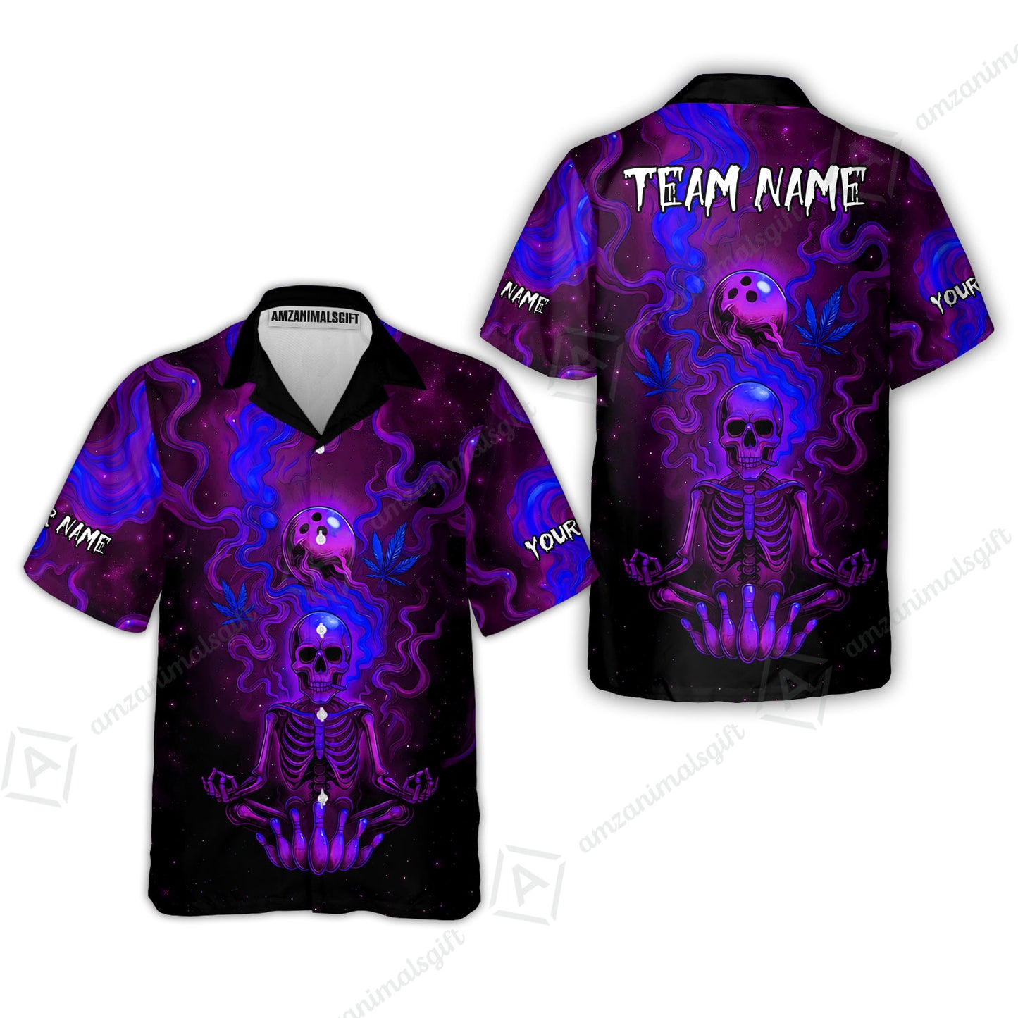 Custom Bowling Team Unisex Polo Shirt, Neon Skull CNB Bowling Custom Shirt Featuring Personalized Name and Team Name