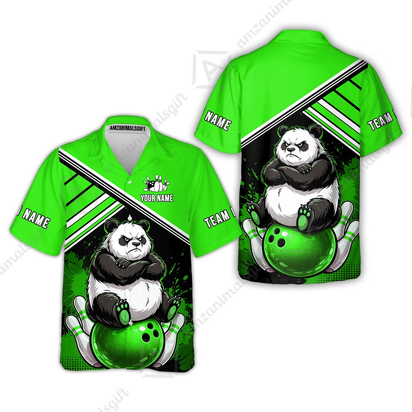 Custom Bowling Jersey Polo Shirt, Panda Mascot Bowling Custom Bowling Jersey Team Shirt For Players With Name & Team Name