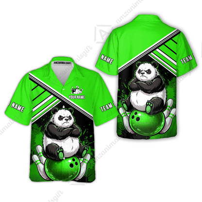 Custom Bowling Jersey Polo Shirt, Panda Mascot Bowling Custom Bowling Jersey Team Shirt For Players With Name & Team Name