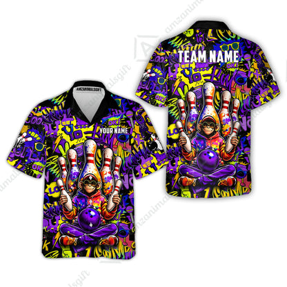 Custom Bowling Jersey Polo Shirt, Master Monkey Juggling, Custom Bowling Jersey Team Shirt For Players With Name & Team Name