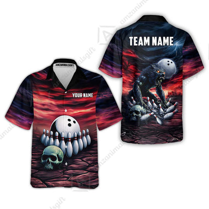 Custom Full Moon Werewolf Bowling Jersey Polo Shirt, Custom Full Moon Werewolf Bowling Jersey Team Shirt For Players With Name & Team Name