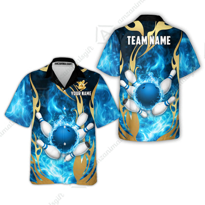 Custom Bowling Jersey Polo Shirt, Abyssal Fire & Golden Flames, Custom Bowling Jersey Team Shirt For Players With Name & Team Name