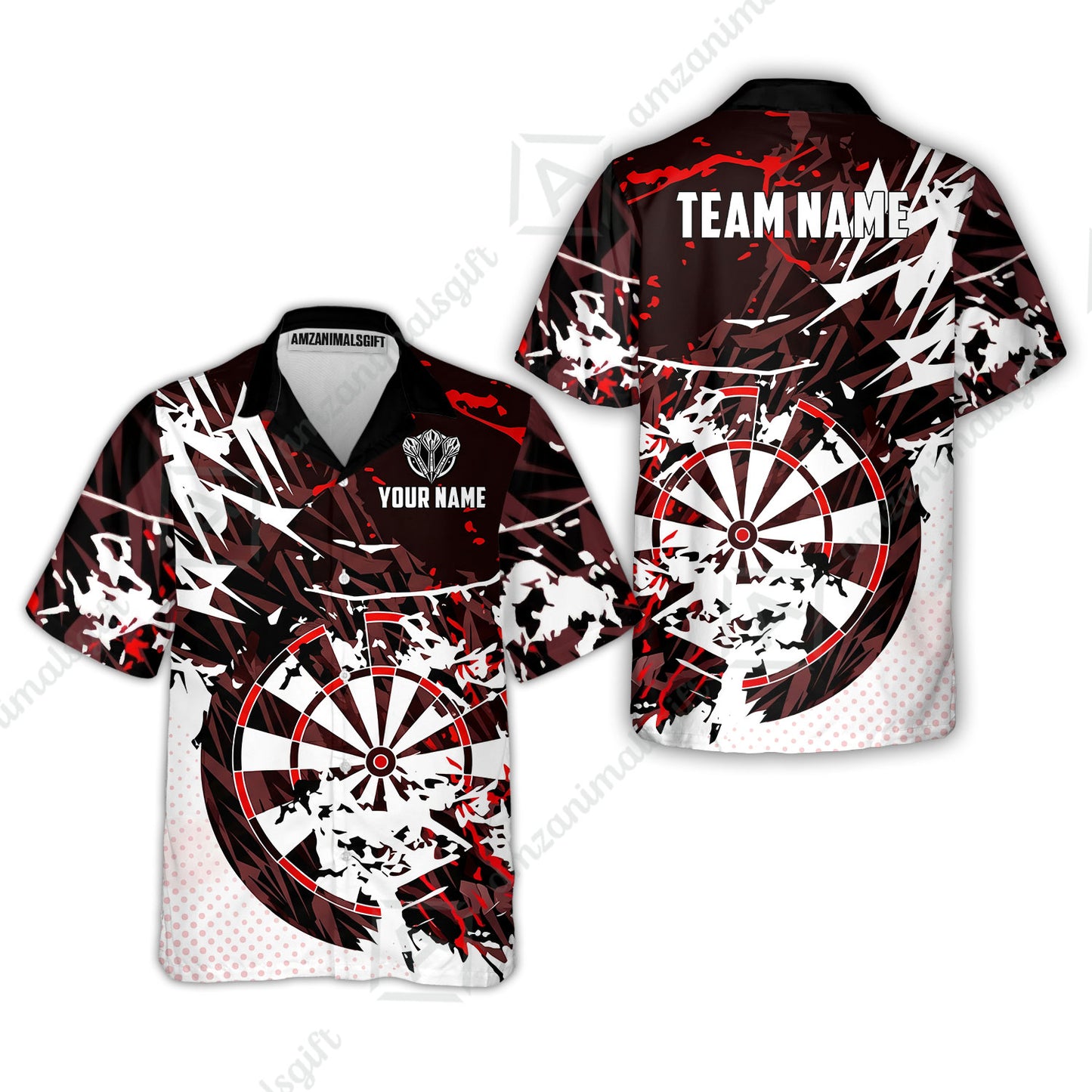 Customized Abstract Crimson Geometric Shard Darts Jersey, Personalized Name And Team Name For Dart Players