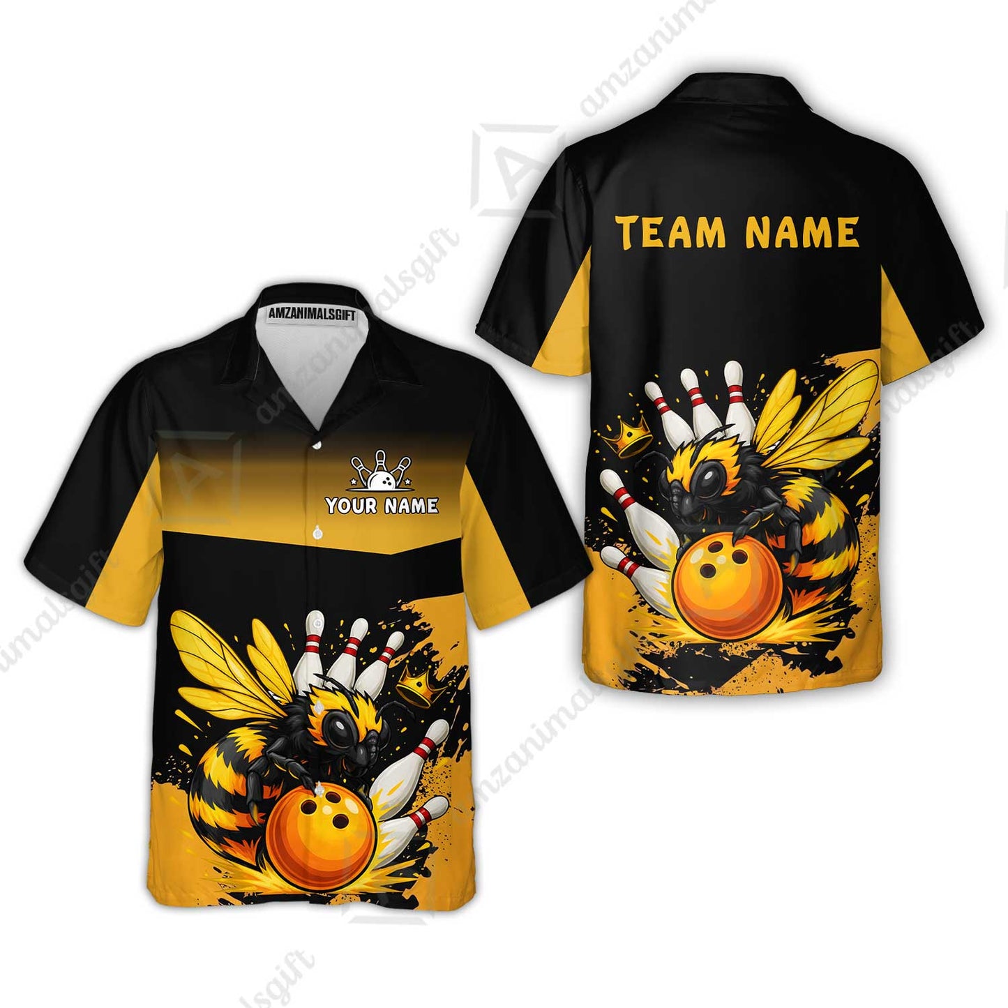 Custom Bowling Jersey Polo Shirt, Aggressive Yellow Jacket Swarm, Custom Bowling Jersey Team Shirt For Players With Name and Team Name