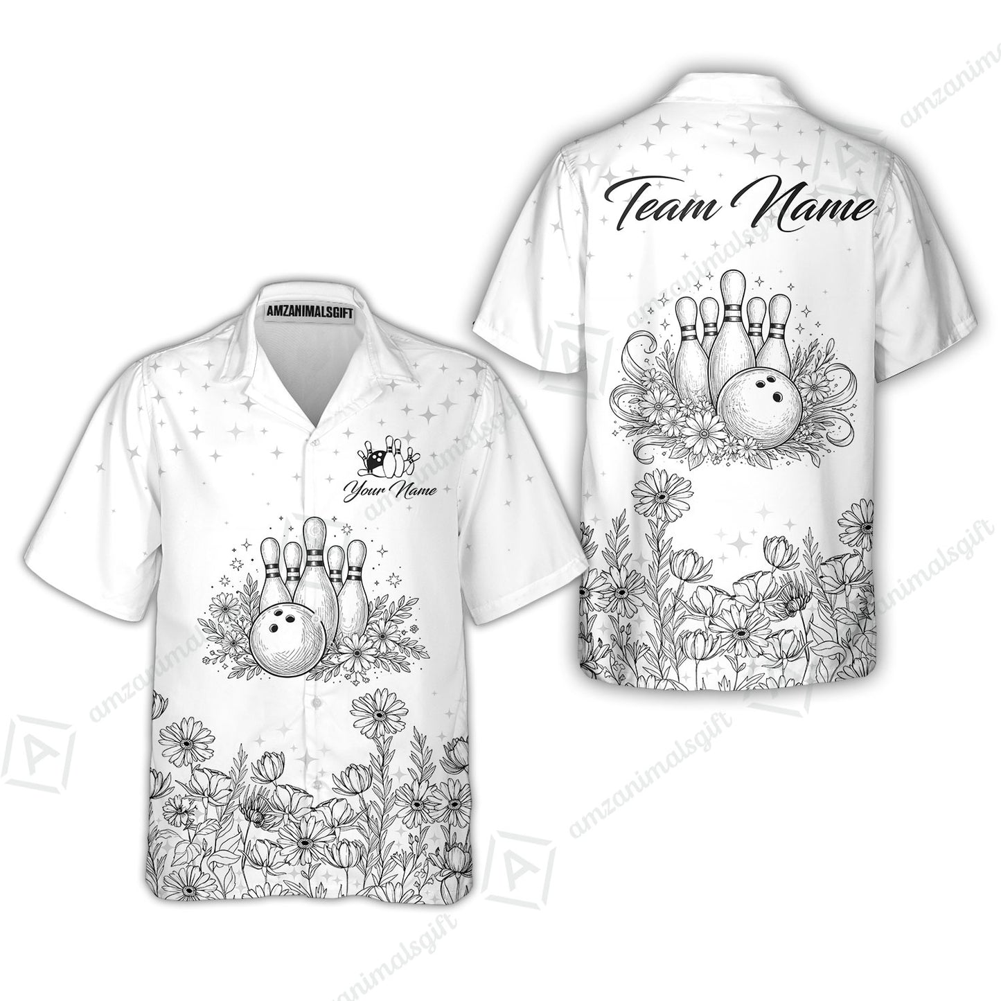 Custom Bowling Polo Shirt, Gerbera Flowers Bowling Custom Bowling Polo Team Shirt With Name & Team Name