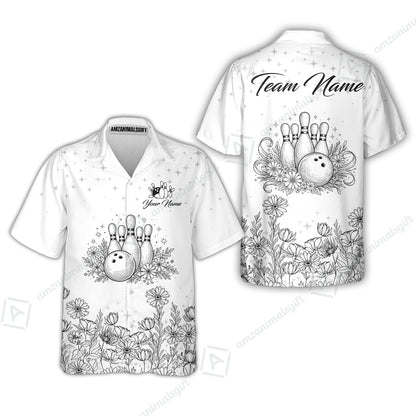 Custom Bowling Polo Shirt, Gerbera Flowers Bowling Custom Bowling Polo Team Shirt With Name & Team Name