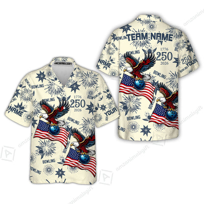 Custom Bowling Jersey Polo Shirt, USA 250 Years of Independence Bowling, Custom Bowling Jersey Team Shirt For Players With Name and Team Name