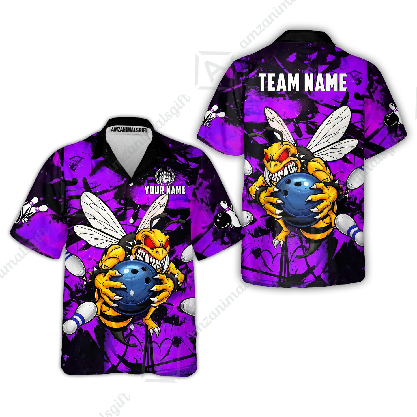 Custom Bowling Jersey Polo Shirt, The Wild Wasp Strike, Custom Bowling Jersey Team Shirt For Players With Name & Team Name