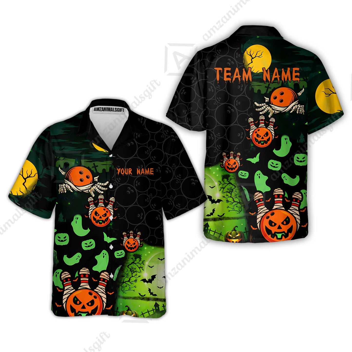 Customized Halloween Neon Ghost Bowling Jersey, Custom Name And Team Name For Bowlers