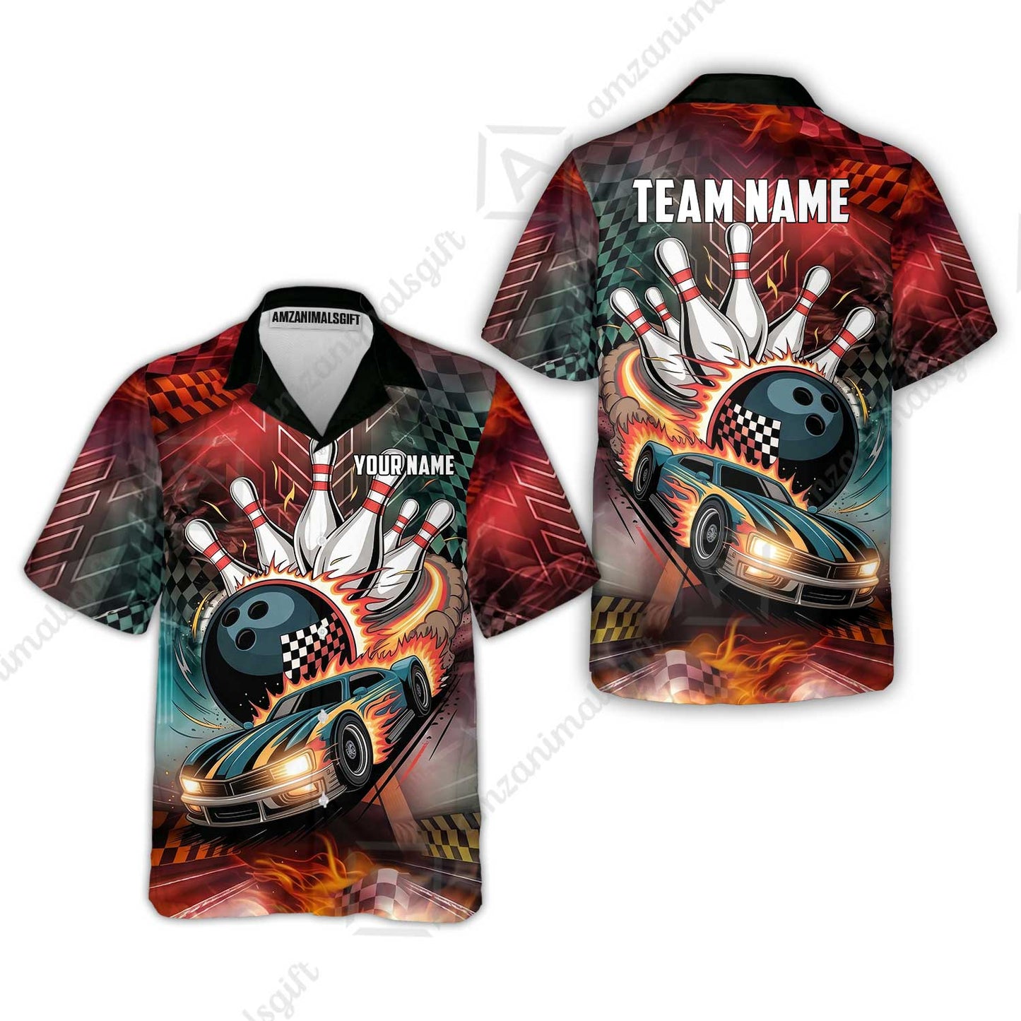 Custom Bowling Jersey Polo Shirt, Bowling Thunder Racing, Custom Bowling Jersey Team Shirt For Players With Name and Team Name