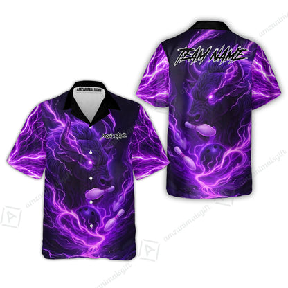 Custom Bowling Jersey Polo Shirt, Charging Bull Bowling Custom Bowling Jersey Team Shirt For Players With Name & Team Name