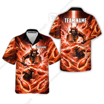 Custom Bowling Jersey Polo Shirt, Japanese Samurai Warrior Bowling, Custom Bowling Jersey Team Shirt For Players With Name & Team Name