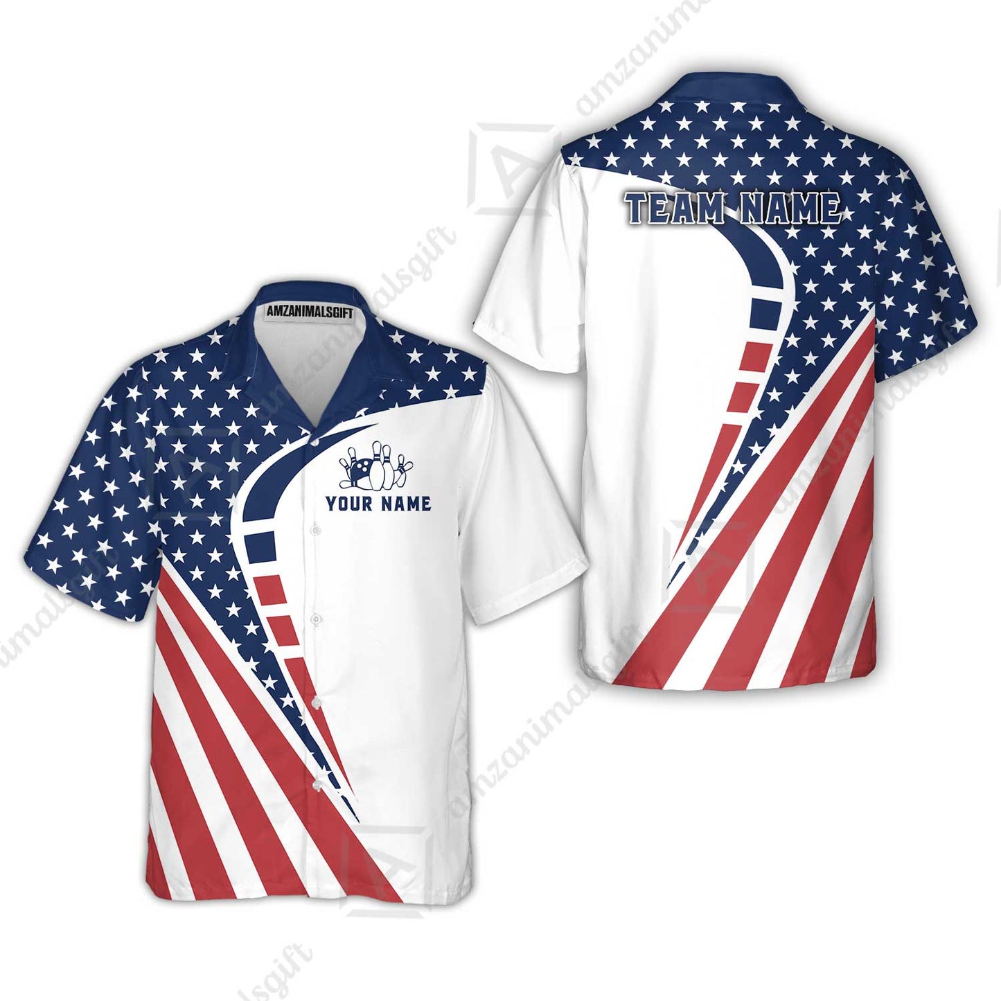 Custom Bowling Jersey Polo Shirt, 4th of July Patriotic Bowling, Custom Bowling Jersey Team Shirt For Players With Name & Team Name
