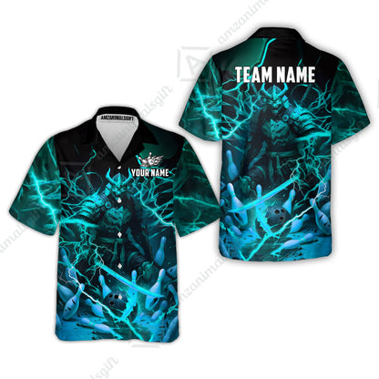 Custom Bowling Jersey Polo Shirt, Fiery Samurai Strike, Custom Bowling Jersey Team Shirt For Players With Name & Team Name