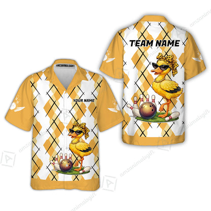 Custom Bowling Jersey Polo Shirt, Sassy Diva Duckling Argyle, Custom Bowling Jersey Team Shirt For Players With Name and Team Name
