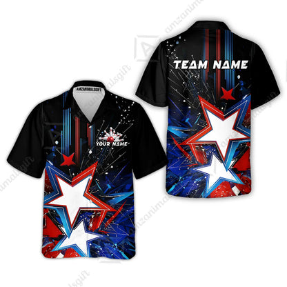 Custom Abstract Patriotic Bowling Jersey Polo Shirt, Custom Abstract Patriotic Bowling Jersey Team Shirt For Players With Name & Team Name