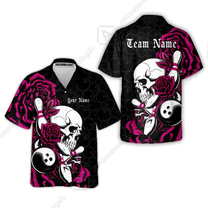 Custom Bowling Jersey Polo Shirt, Deadly Rose, Personalized Name And Team Name