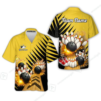 Custom Bowling Quarter Zip Polo Shirt, Yellow Bowling, Custom Bowling Quarter Zip Team Shirt For Players With Name & Team Name