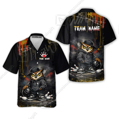 Custom Bowling Jersey Polo Shirt, Night Owl Striker Bowling, Custom Bowling Jersey Team Shirt For Players With Name & Team Name