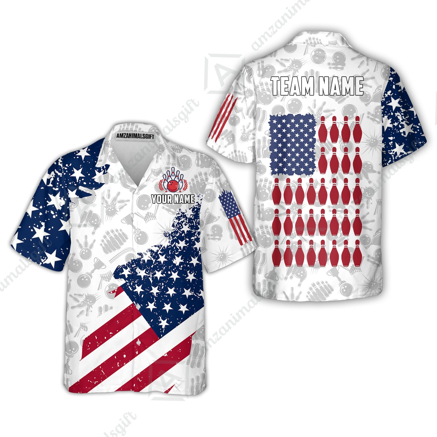 Custom Bowling Jersey Polo Shirt, Americana Patriotic Distressed Flag, Custom Bowling Jersey Team Shirt For Players With Name and Team Name