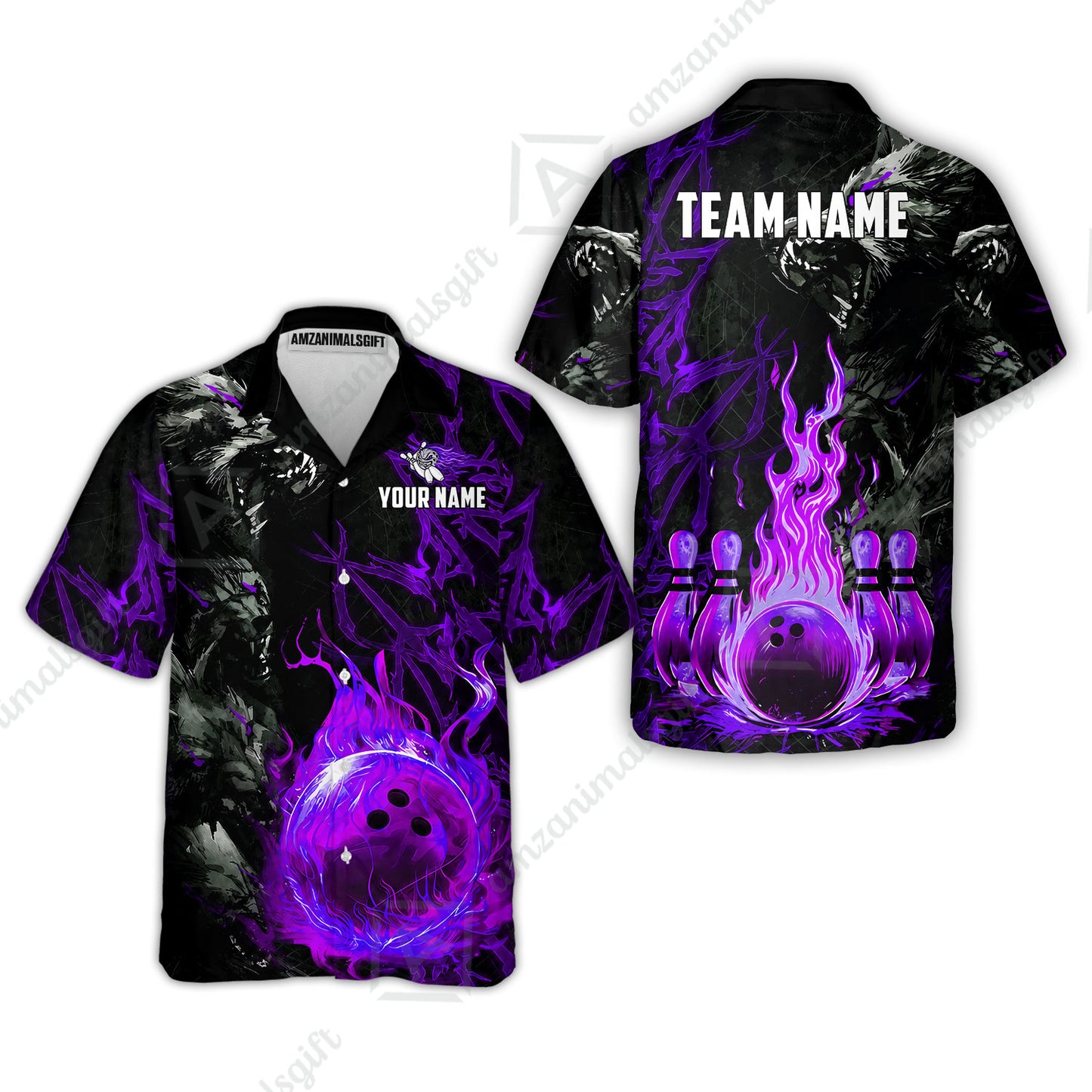 Custom Bowling Jersey Polo Shirt, Hellfire Werewolf & Crimson Strike, Custom Bowling Jersey Team Shirt For Players With Name & Team Name