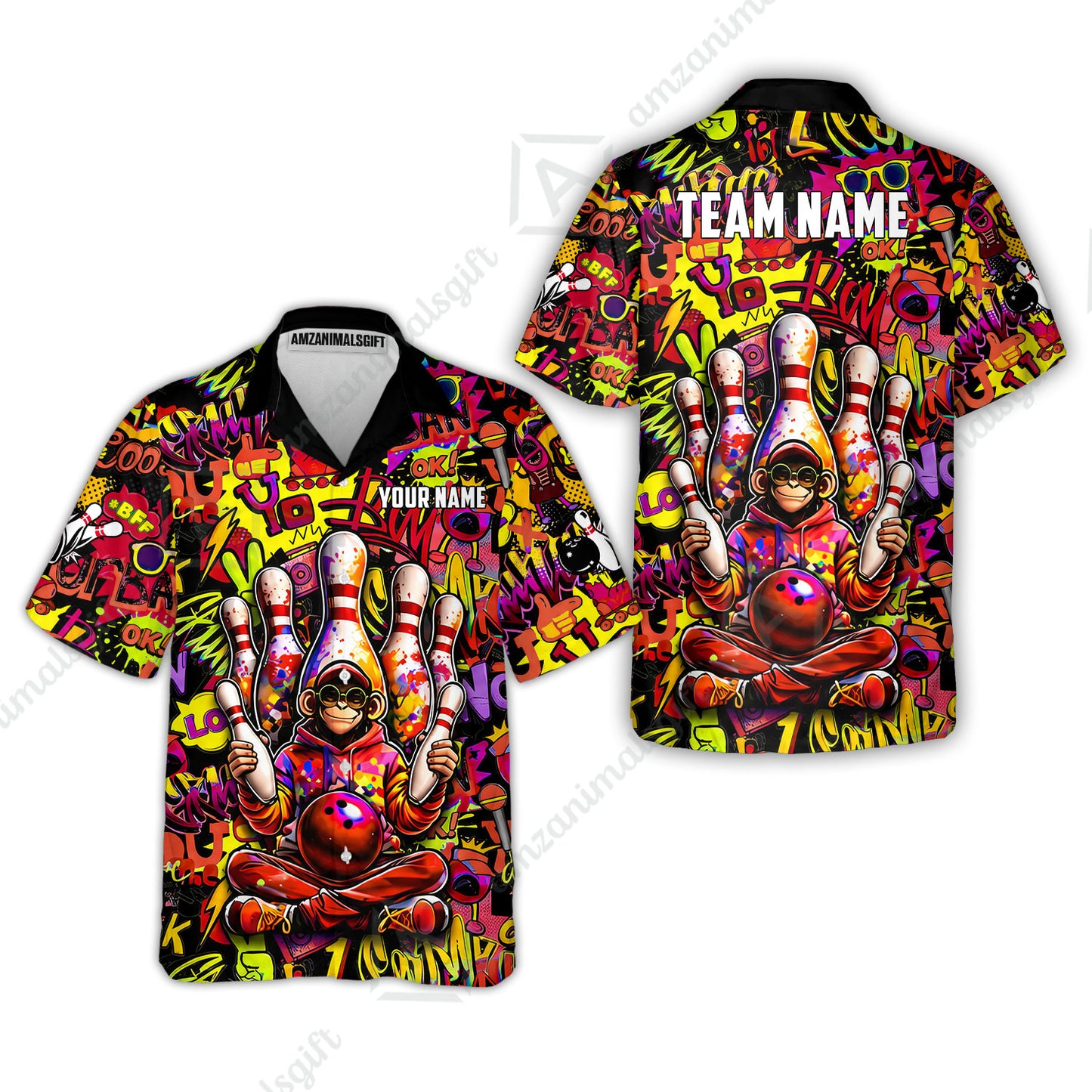 Custom Bowling Jersey Polo Shirt, Master Monkey Juggling, Custom Bowling Jersey Team Shirt For Players With Name & Team Name
