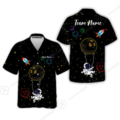 Custom Bowling Jersey Polo Shirt, Spaceman Bowling Galaxy, Custom Bowling Jersey Team Shirt For Players With Name and Team Name