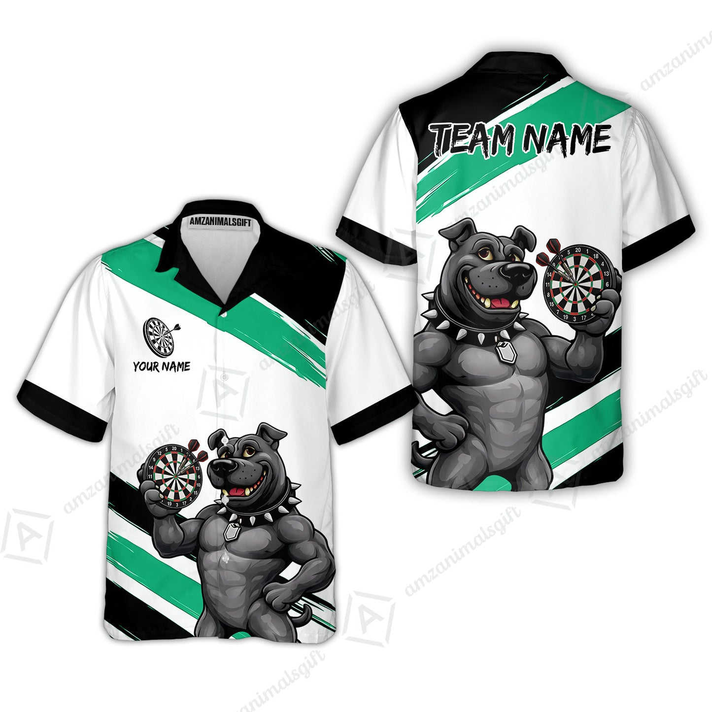 Custom Darts Jersey Polo Shirt, Pitbull Hold Dart Board, Custom Dart Jersey Team Shirt For Players With Name & Team Name