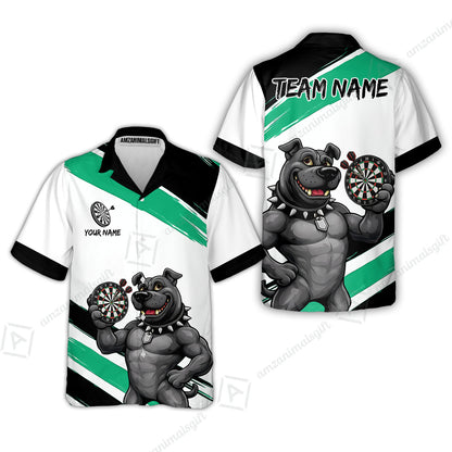 Custom Darts Jersey Polo Shirt, Pitbull Hold Dart Board, Custom Dart Jersey Team Shirt For Players With Name & Team Name