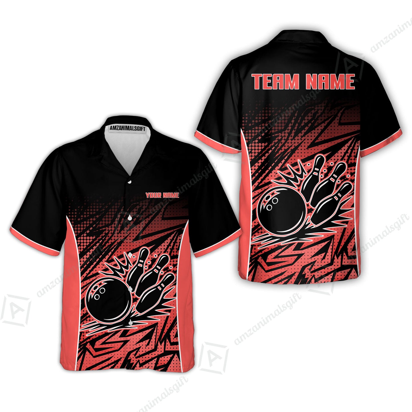 Customized Bowling Unisex Polo Shirt, Abstract Sameless Pattern Color Bowling Uniforms, Personalized Name And Team Name