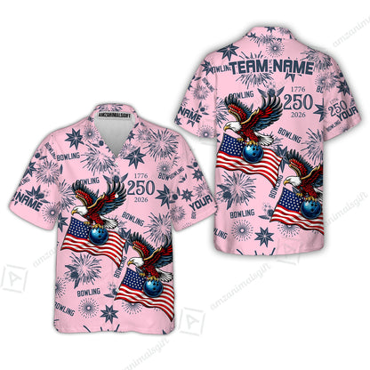 Custom Bowling Jersey Polo Shirt, USA 250 Years of Independence Bowling, Custom Bowling Jersey Team Shirt For Players With Name and Team Name