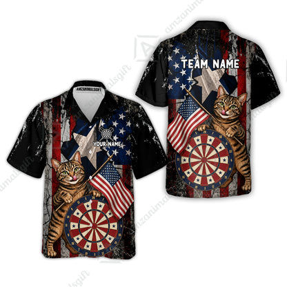 Custom Dart Jersey Team Shirt For Players, American Flag and Alley Cats, Personalize Name and Team Name