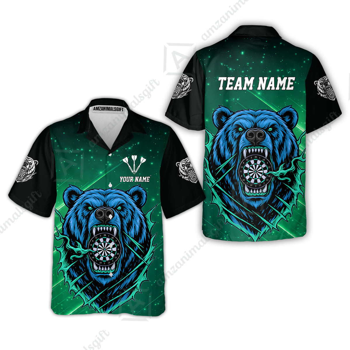 Custom Darts Team Jersey, Personalized Furious Bear Dart Polo Shirt for Players with Name & Team Name